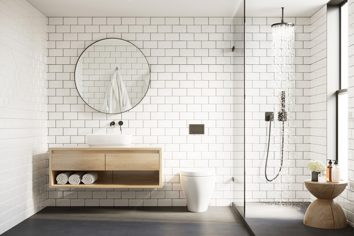 bagno stile scandinavo black and white