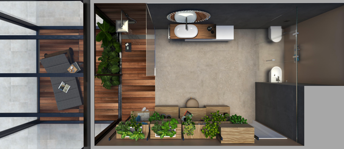 Bathroom focused on sustainable design
