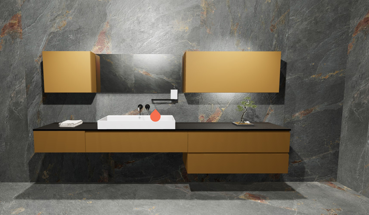 a custom 3D bathroom vanity composition built using mobilplanner