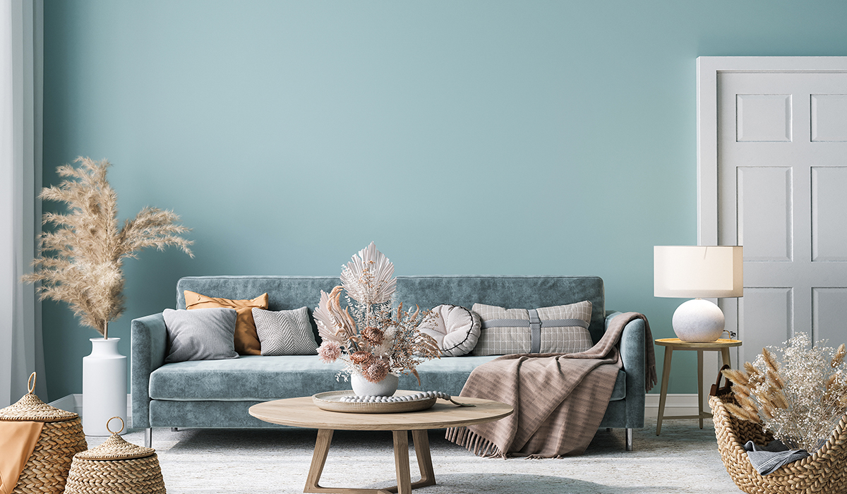 Pastel colors featured in living room 