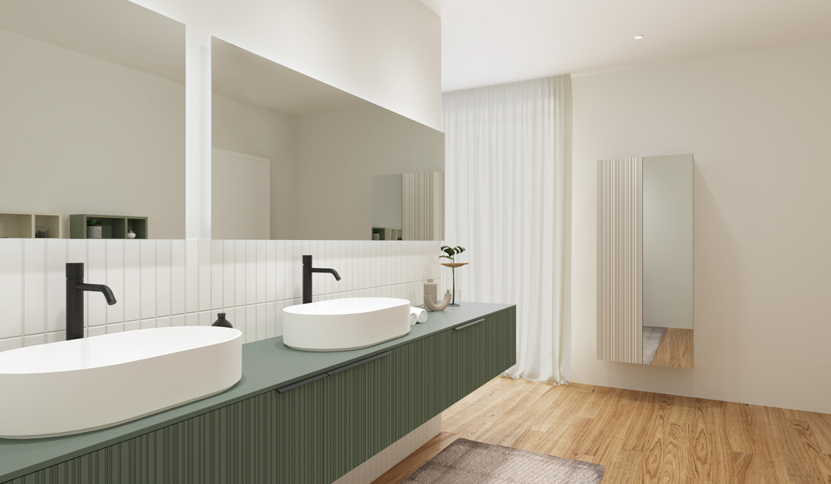 DomuS3D March 2023 Project of the Month Close up Rendering with a bathroom vanity from the Stilo System from Stocco