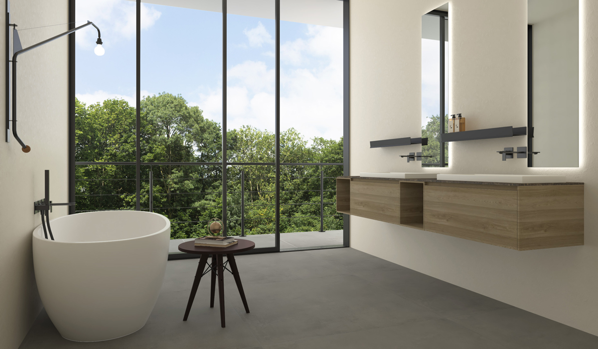 DomuS3D September Project of the month: an elegant and modern bathroom featuring Treemme's Q30 collection.